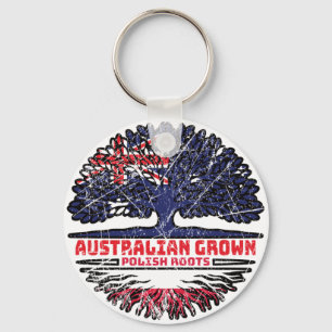 Poolse Australische Australische vlag - Boomwortel Sleutelhanger