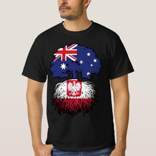 Poolse Australische Australische vlag - Boomwortel T-shirt (Voorkant)