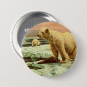 poolse beren op gletsjers -  kunsttekening van 190 ronde button 7,6 cm (Voorkant /achterkant)