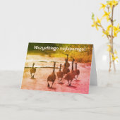 Poolse Birthday Sto Lat Canada Geese Kaart (Gele Bloem)