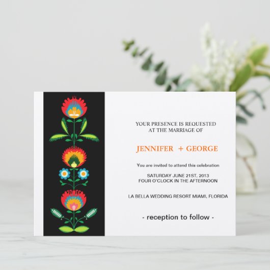 Poolse borduurwerk, uitnodiging (Staand voorkant)