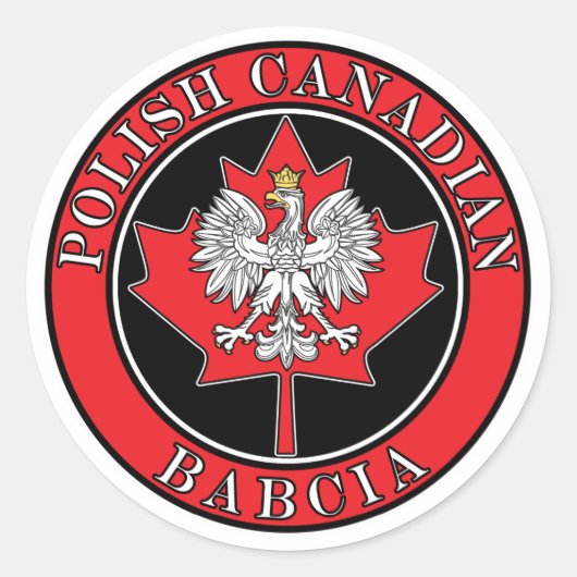 Poolse Canadese aple Leaf Babcia Ronde Sticker (Voorkant)