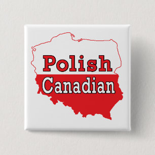 Poolse Canadese Poolse kaart Vierkante Button 5,1 Cm