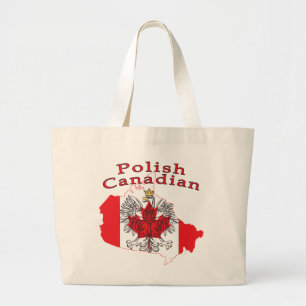 Poolse Canadese vlag Grote Tote Bag