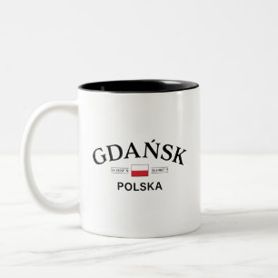 Poolse coördinaten Gdansk Polska (Polen) Tweekleurige Koffiemok