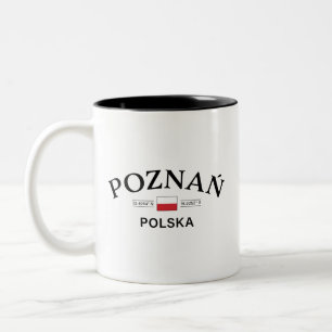 Poolse coördinaten Poznan Polska (Polen) Tweekleurige Koffiemok