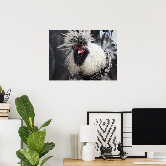 Poolse Crested Rooster Poster (Thuiskantoor)