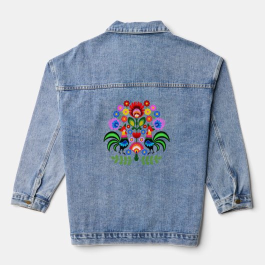 Poolse design bloemen. denim jacket (Achterkant)