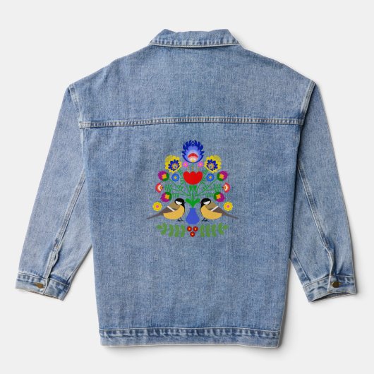 Poolse design bloemen. denim jacket (Achterkant)