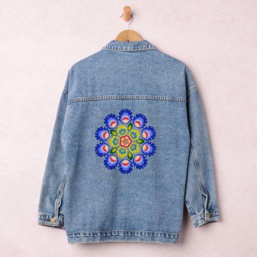 Poolse design bloemen. denim jacket (Hangar)