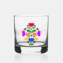 Poolse design bloemen. whisky glas