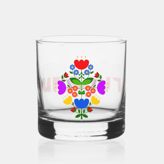 Poolse design bloemen. whisky glas (Voorkant)