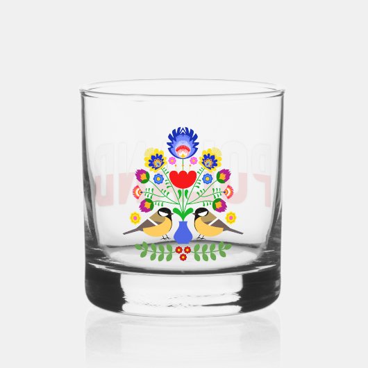 Poolse design bloemen. whisky glas (Voorkant)