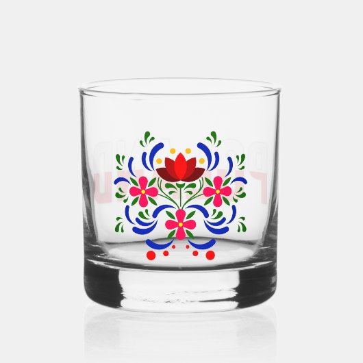 Poolse design bloemen. whisky glas (Voorkant)