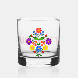 Poolse design bloemen. whisky glas