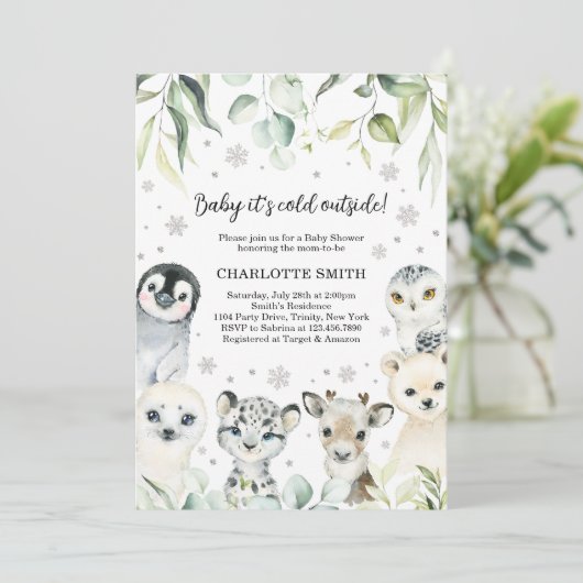 Poolse dieren baby shower uitnodiging (Staand voorkant)