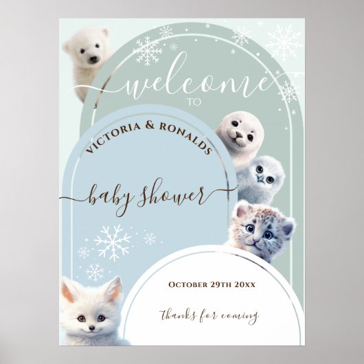 Poolse Dieren Winter Thema Welkom Poster (Voorkant)
