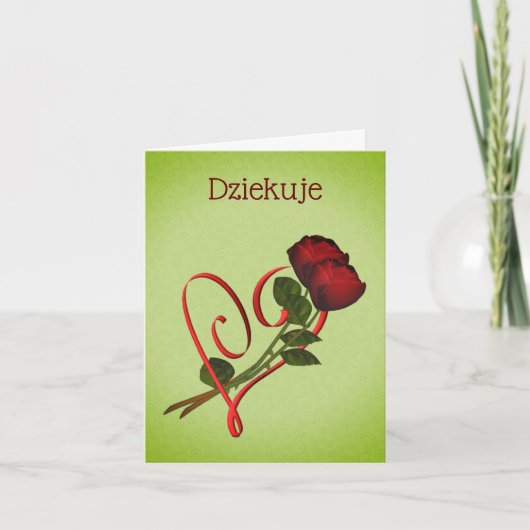 Poolse Duje Dank u Red Roses Heart Kaart (Voorkant)