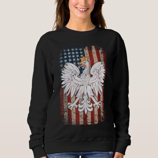 Poolse Eagle American Flag Pride Polen Trui (Voorkant)
