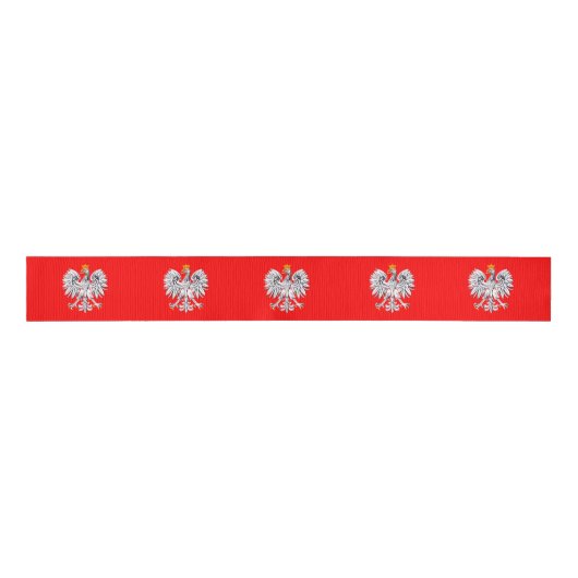Poolse Eagle, Rode Poolse vlag stijl lint, Polen Grosgrain Lint (Voorkant)