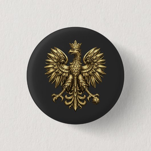 Poolse Erfgoed Adelaar Knop Ronde Button 3,2 Cm (Voorkant)