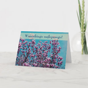 Poolse Floral Birthday Card Sto Lat Magnolias Kaart