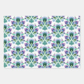 Poolse Folk Art Light Blue Flower Inpakpapier Vel (Voorkant 3)