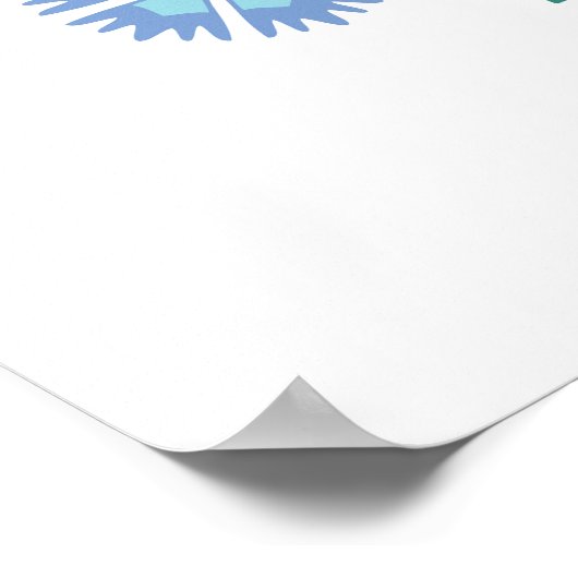 Poolse Folk Art Light Blue Flower Poster (Hoek)