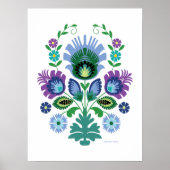 Poolse Folk Art Light Blue Flower Poster (Voorkant)