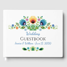 Poolse Folk Bloemen Lavendel en Geel Gastenboek