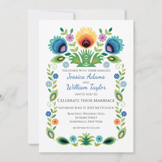 Poolse Folk Bloemen Lavendel en Geel Kaart (Voorkant)