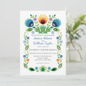 Poolse Folk Bloemen Lavendel en Geel Kaart (Staand voorkant)