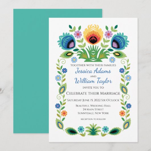 Poolse Folk Bloemen Lavendel en Geel Kaart (Voorkant / Achterkant)