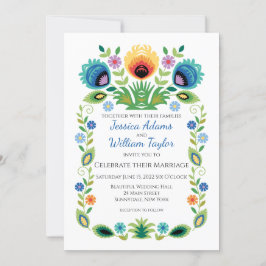 Poolse Folk Bloemen Lavendel en Geel Kaart