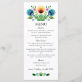 Poolse Folk Bloemen Lavendel en Geel Menu (Voorkant)