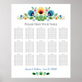 Poolse Folk Bloemen Lavendel en Geel Poster