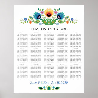 Poolse Folk Bloemen Lavendel en Geel Poster