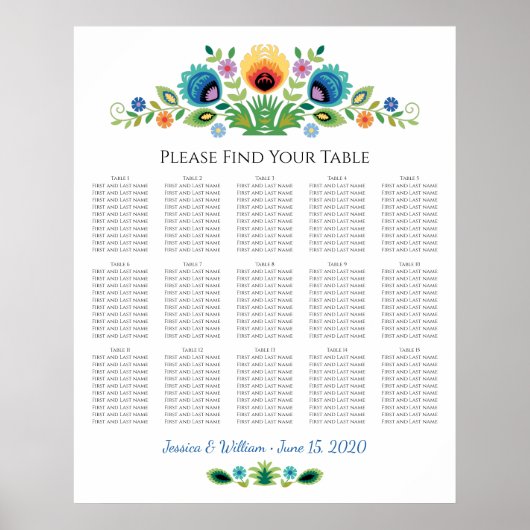 Poolse Folk Bloemen Lavendel en Geel Poster (Voorkant)