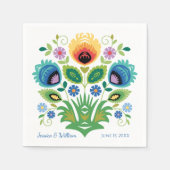 Poolse Folk Bloemen Lavendel en Geel Servet (Voorkant)