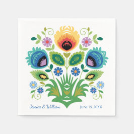 Poolse Folk Bloemen Lavendel en Geel Servet