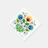 Poolse Folk Bloemen Lavendel en Geel Servet (Hoek)