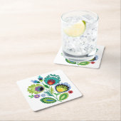 Poolse Folk Flowers Green Kartonnen Onderzetters (Insitu)