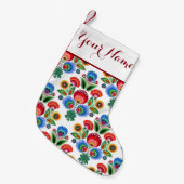 Poolse Folk Flowers - met aangepaste naam Kleine Kerstsok (Voorkant (Hangend))