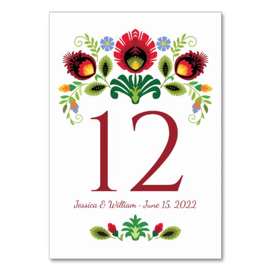 Poolse Folk Flowers Red Table Card Kaart (Voorkant)