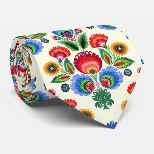 Poolse Folk Flowers Stropdas (Opgerold)