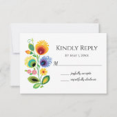 Poolse Folk Flowers Yellow Flat Dank u wel kaart (Voorkant)