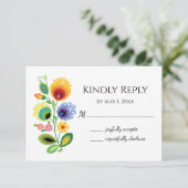 Poolse Folk Flowers Yellow Flat Dank u wel kaart (Staand voorkant)