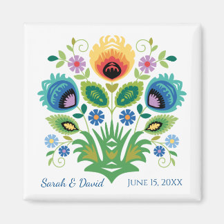 Poolse Folk Flowers Yellow Lavender magnet