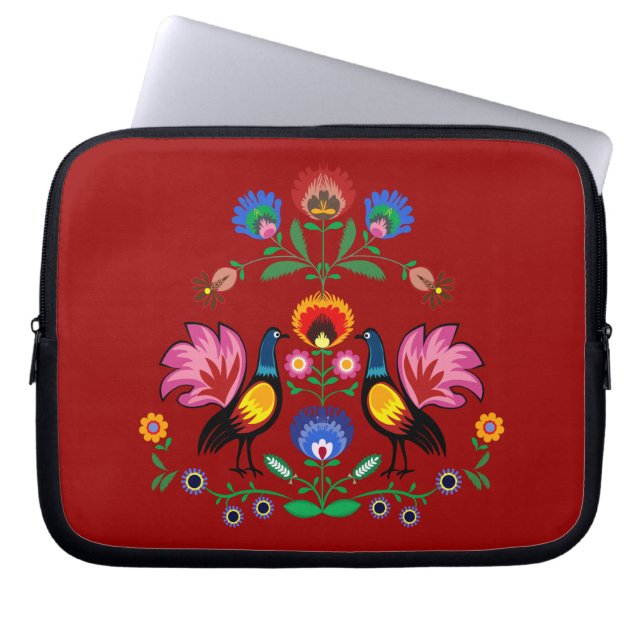 Poolse folk met decoratieve karbonade laptop sleeve (Voorkant)