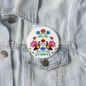 Poolse folk met decoratieve karbonade ronde button 7,6 cm (In situ)